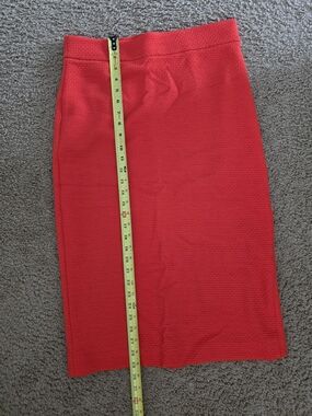 Ann Taylor Poppy Red Textured Pencil Skirt In Size 10